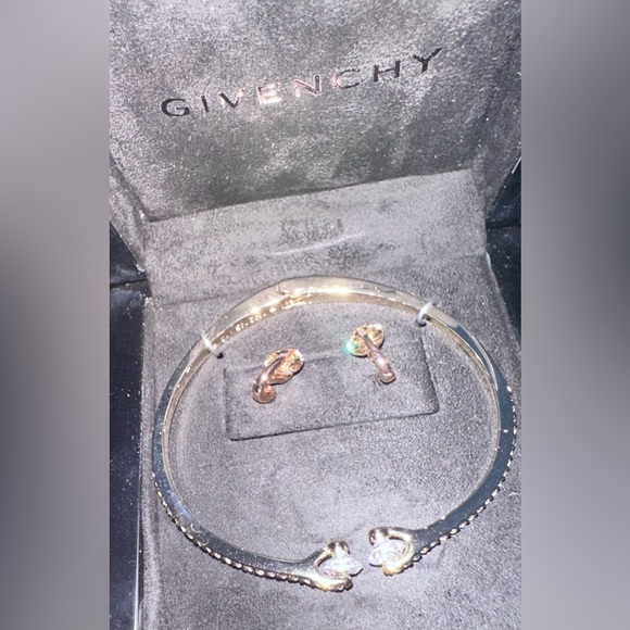 NWT Givenchy Color Floating Stone & Crystal Cuff Bracelet & Stud Earrings - Gold - Picture 3 of 7
